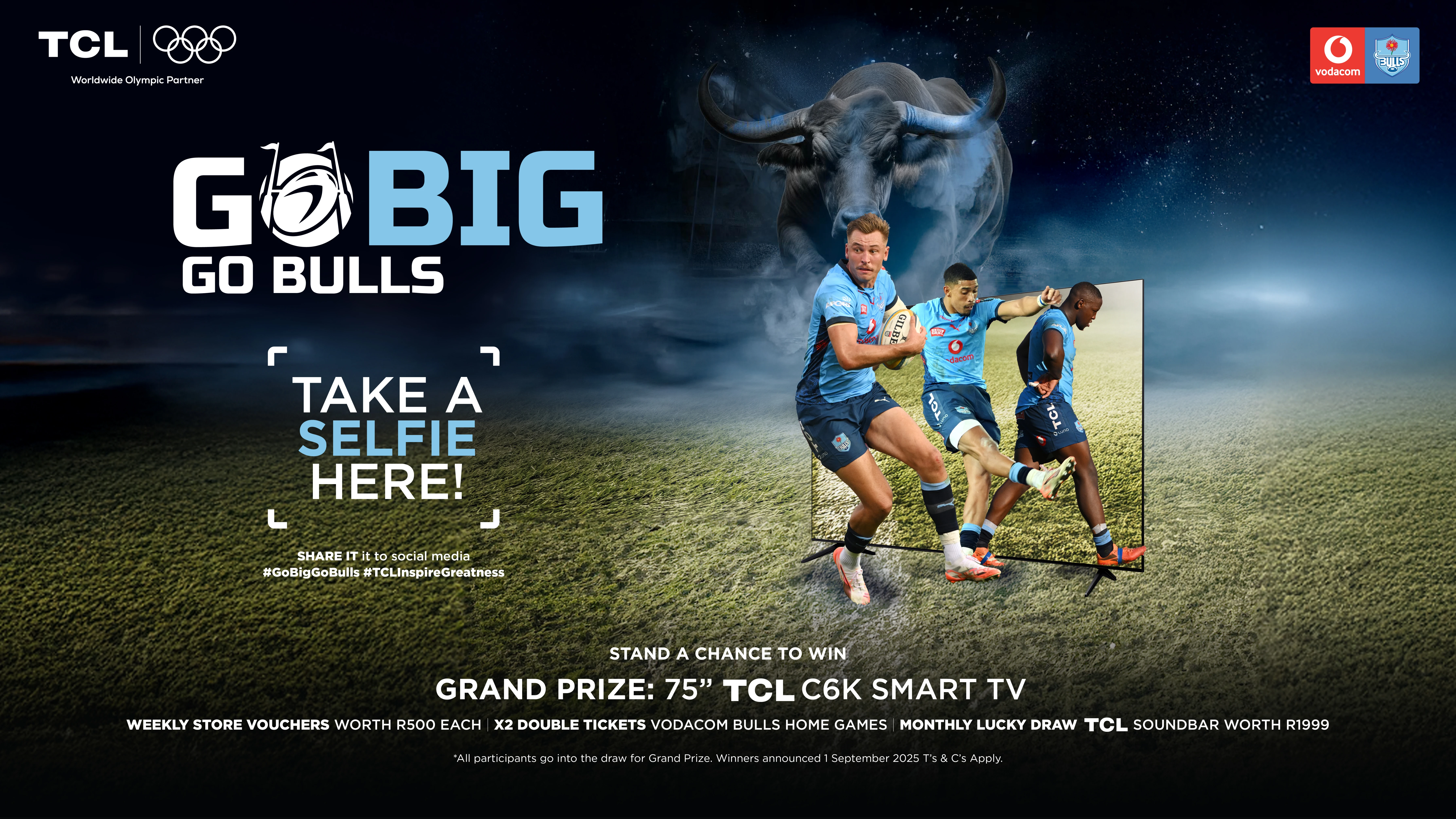Go Big, Go Bulls – TCL x Vodacom Bulls sponsorship activation hero